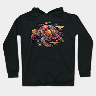 Flower Colorful Floral Art Traditional Japanese Turtle Hoodie